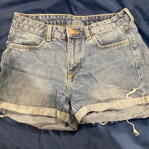 Blue denim shorts